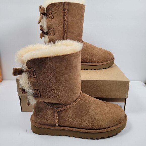 UGG Bailey Bow Corduroy Women's Brown Suede Boots S/N1094312 US Size 7